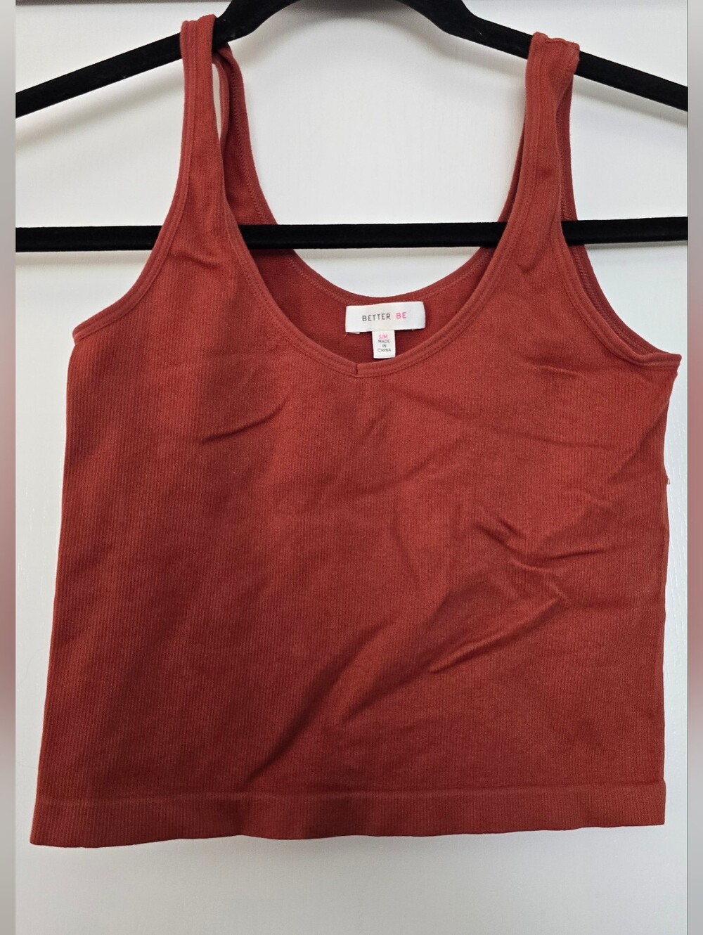 Better Be - Burnt Orange Sleeveless Ribbed Crop Top